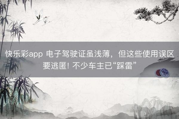 快乐彩app 电子驾驶证虽浅薄，但这些使用误区要逃匿! 不少车主已“踩雷”