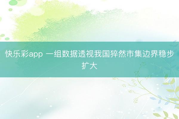 快乐彩app 一组数据透视我国猝然市集边界稳步扩大