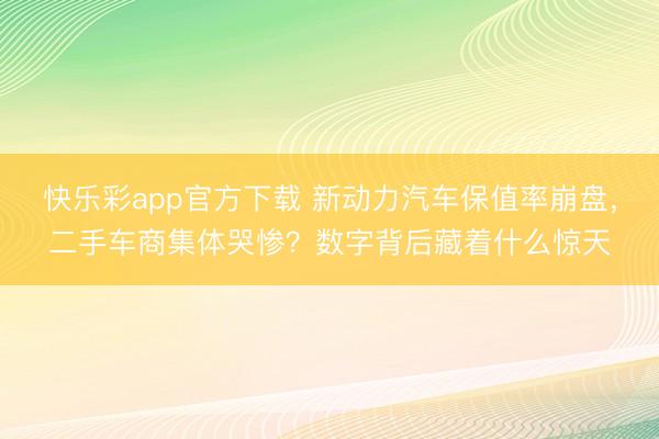 快乐彩app官方下载 新动力汽车保值率崩盘,二手车商集体哭惨?数字背后藏着什么惊天